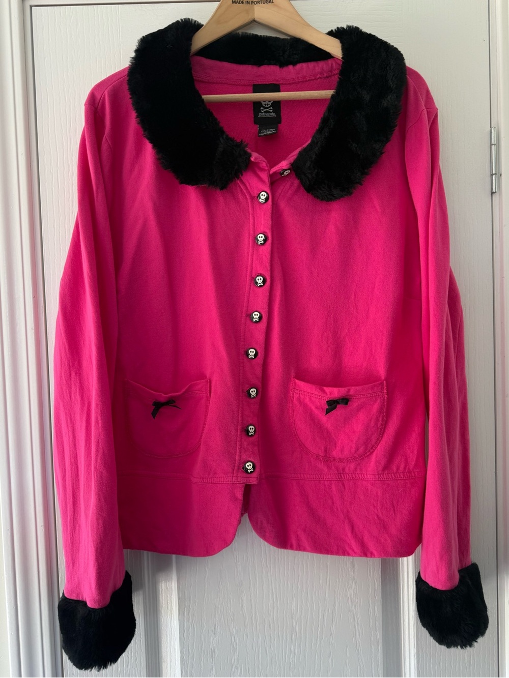 Jessica Louise Faux Fur Skull Button Cardigan